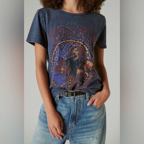 🌻LUCKY BRAND JANIS JOPLIN CREW TEE-SIZE LARGE - Picture 1 of 11